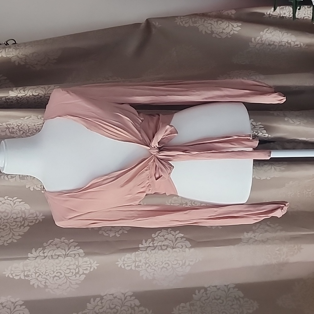 Windsor top in nude wrap tie front